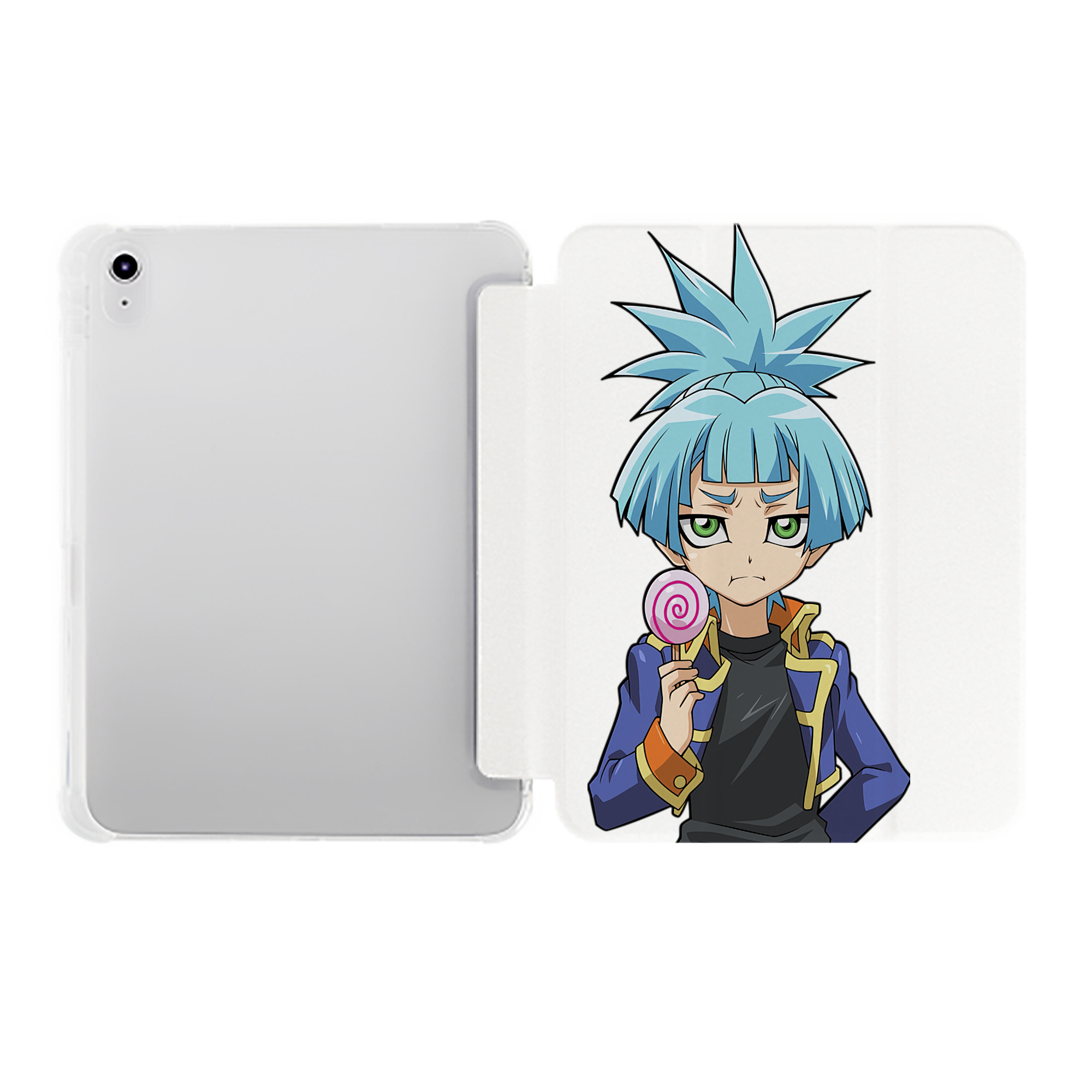 （画像用） 遊☆戯☆王 Yu-Gi-Oh! IPad ケース ペン収納付き 三つ折りスタンド PUレザー×シリコン 対応機種9.5/10.5/10.9インチ